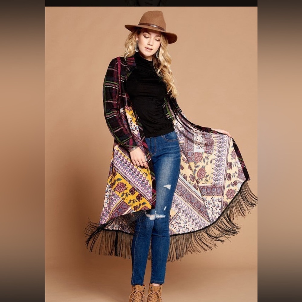 New with Tag- Oddy brand- gorgeous fringed duster, or dress. S, M, L